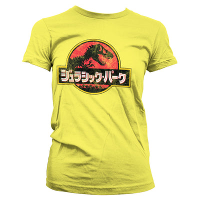 Jurassic Park - Japanese Distressed Logo Women T-Shirt (Yellow)