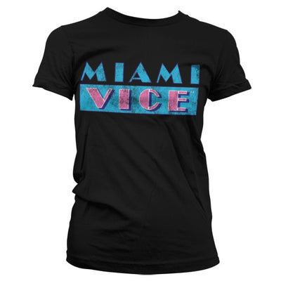 Miami Vice - Distressed Logo Women T-Shirt (Black)