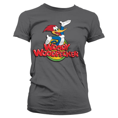 Woody Woodpecker - Classic Logo Women T-Shirt (Dark Grey)