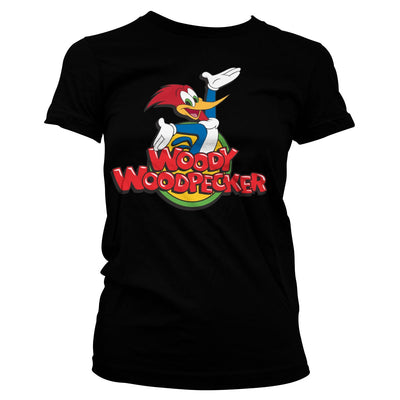 Woody Woodpecker - Classic Logo Women T-Shirt (Black)