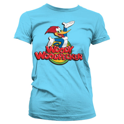 Woody Woodpecker - Classic Logo Women T-Shirt (Sky Blue)