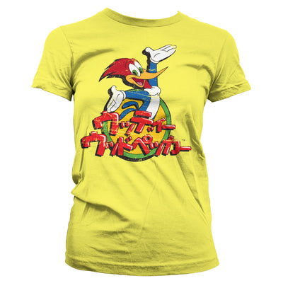 Woody Woodpecker - Washed Japanese Logo Women T-Shirt (Yellow)