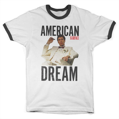 Scarface - American Dream Ringer Tee Ringer Mens T-Shirt (White-Black)