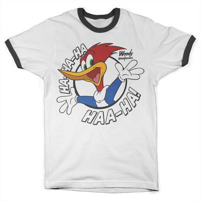 Woody Woodpecker - HAHAHA Ringer Mens T-Shirt (White-Black)