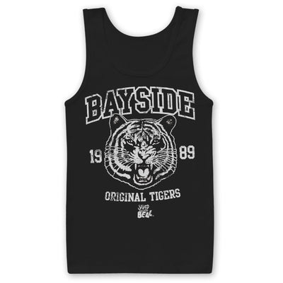 Saved By The Bell - Bayside 1989 Original Tigers Tank Top Black Small Mens Tank Top Vest (Black)