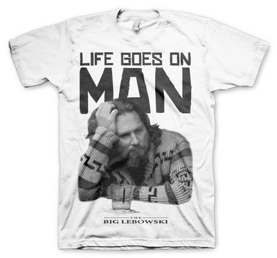 The Big Lebowski - Lebowski Life Goes On Man Mens T-Shirt (White)