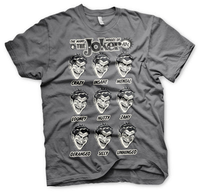 Batman - The Many Moods Of The Joker Mens T-Shirt (Dark Grey)