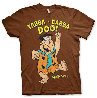 The Flintstones - Yabba-Dabba-Doo Mens T-Shirt (Brown)