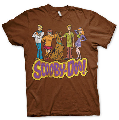 Scooby Doo - Team Scooby Doo Distressed Mens T-Shirt (Brown)