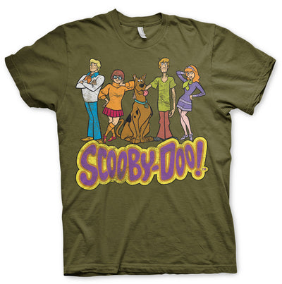 Scooby Doo - Team Scooby Doo Distressed Mens T-Shirt (Olive)
