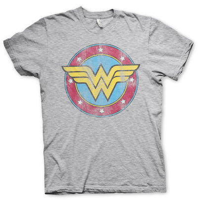 Wonder Woman - Distressed Logo Mens T-Shirt (Heather Grey)