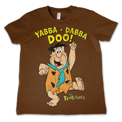 The Flintstones - Yabba-Dabba-Doo Unisex Kids T-Shirt (Brown)