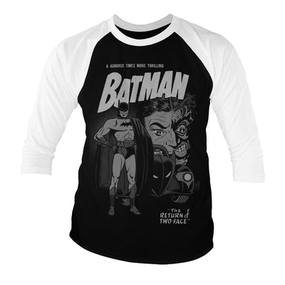 Batman - Return Of Two-Face Baseball 3/4 Sleeve T-Shirt (White-Black)