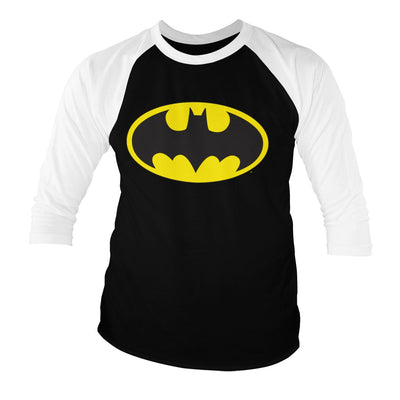 Batman - Signal Logo Baseball 3/4 Sleeve T-Shirt (White-Black)