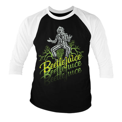 Beetlejuice - Baseball 3/4 Sleeve T-Shirt (White-Black)