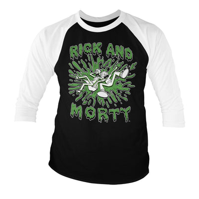 Rick and Morty - Splash Baseball 3/4 Sleeve T-Shirt (White-Black)