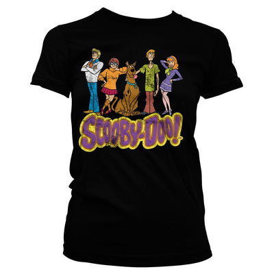 Scooby Doo - Team Scooby Doo Distressed Women T-Shirt (Black)