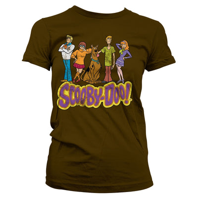 Scooby Doo - Team Scooby Doo Distressed Women T-Shirt (Brown)