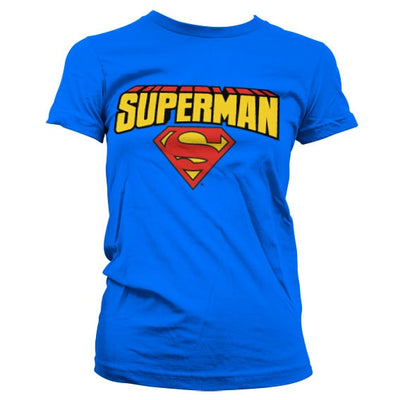 Superman - Blockletter Logo Women T-Shirt (Blue)