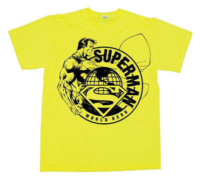 Superman - World Hero Sketch Mens T-Shirt (Yellow)