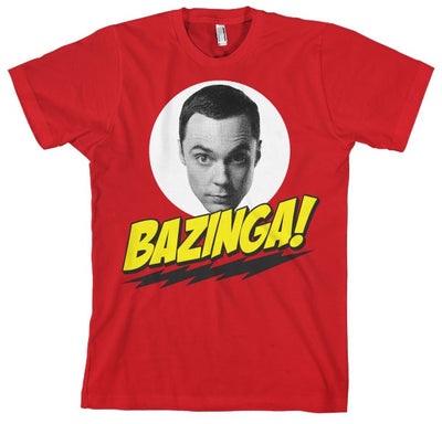 The Big Bang Theory - TBBT Bazinga Sheldons Head Mens T-Shirt (Red)