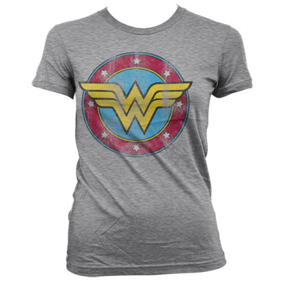 Wonder Woman - Distressed Logo Women T-Shirt (Heather Grey)