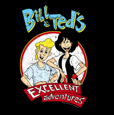 Bill und Ted's Excellent Adventure – Herren-T-Shirt mit beunruhigten Cartoon-Figuren