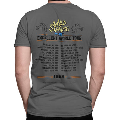 Bill and Ted's Excellent Adventure – Wyld Stallyns Most Excellent World Tour 1989 Rock Logo Herren-T-Shirt