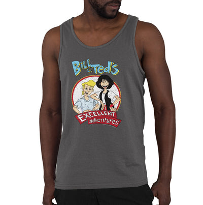 Bill and Ted's Excellent Adventure - Distressed Cartoon Characters Mens Tank Top Vest