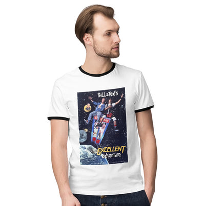 Bill and Ted's Excellent Adventure - Poster Distressed Ringer Mens T-Shirt